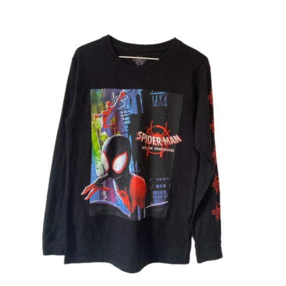 Spider-Man Into The Spiderverse Men's Sm Black Long Sleeve Graphic T-Shirt - Picture 1 of 8
